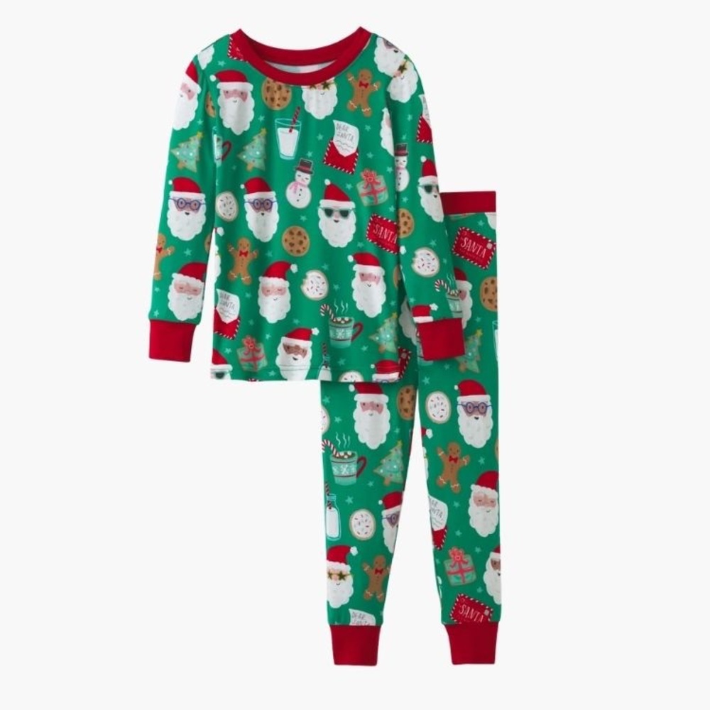 Little Sleepies Green Santa Print Pajama Set